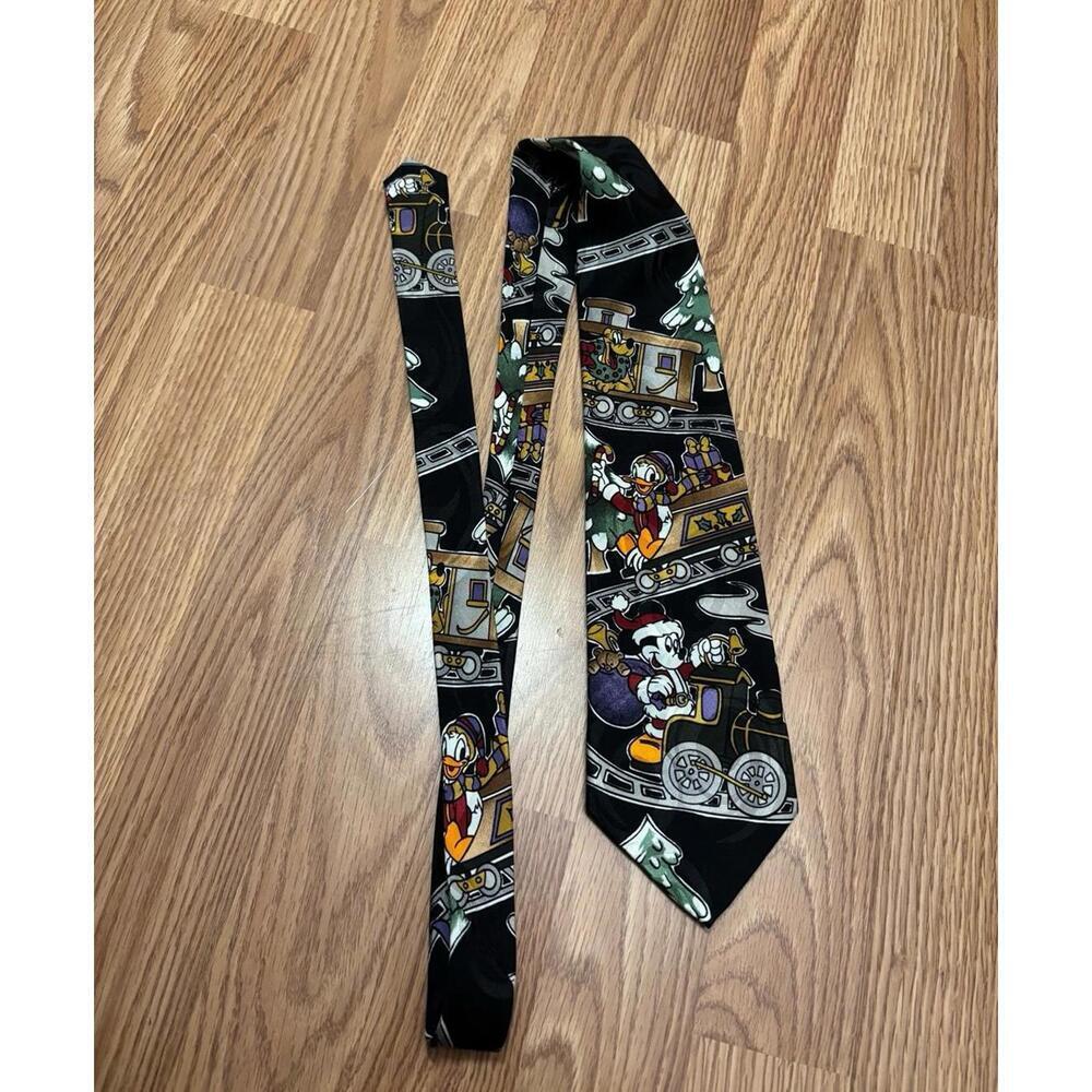 Vintage Mickey Mouse Christmas Unlimited Disney Neck Tie Train 100% Silk